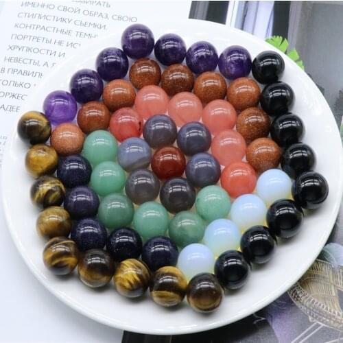16mm Non Porous Round Stone Jewelry Beads Ball Charms No Hole Healing Natural Pink Crystal DIY Decoration Wholesale Gift Craft