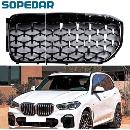 SOPEDAR Car Diamond Front Bumper Grille For BMW X5 G05 2018 2019 2020 Diamond Hood Kidney Grill Racing Grilles Replacement parts