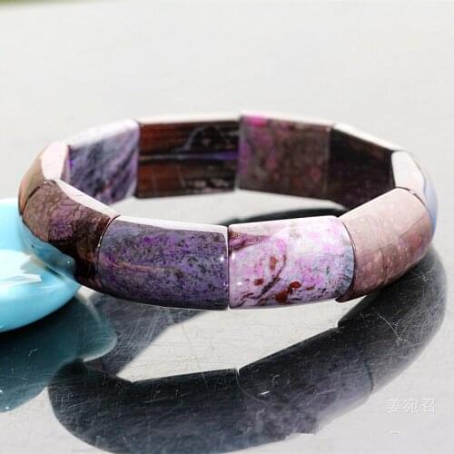 Christmas 14x22mm South African Natural Sugilite Stone Fashion Rectangle Beads Jewelry Women Female Charm Stretch Bracelet