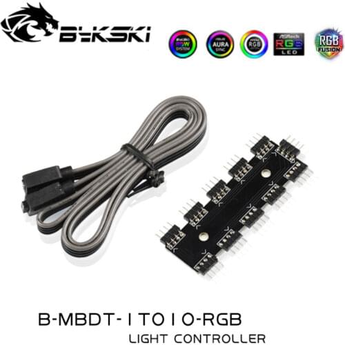 Bykski Led Strip Hub 1-10 Splitter A-RGB AURA SYNC Light Controller Convertor Expand Ports Watercooler Heat Sink B-MBDT-1TO10