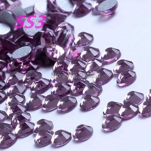 Color Amethyst1440pcs/pack, SS3(1.3-1.5mm)Flatback Rhinestones for Nail Art,Flat Back Non Hotfix Glue on Nail Art Rhinestones