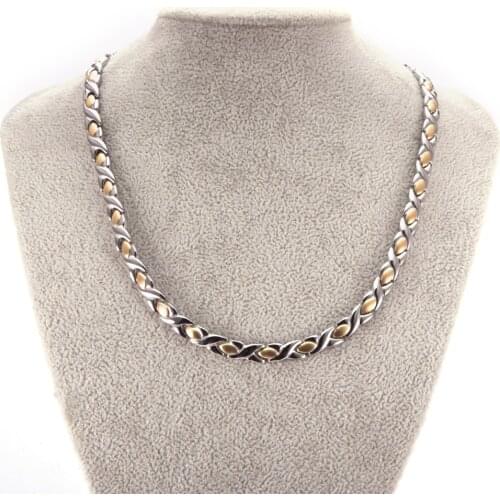 Cross Long Necklace Chain Magnetic Energy 50cm Gold-color Pendant Necklace Magnetic Therapy Arthritis Necklace for Women Men