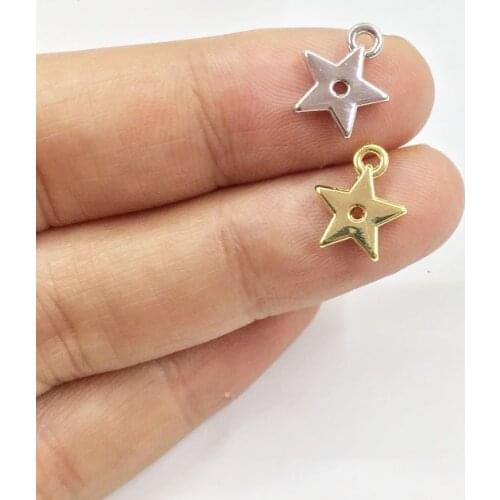 Eruifa 20pcs 10mm Nice Star Charms Pendant necklace,earring jewelry DIY handmade Gold Lead/Nickle Free