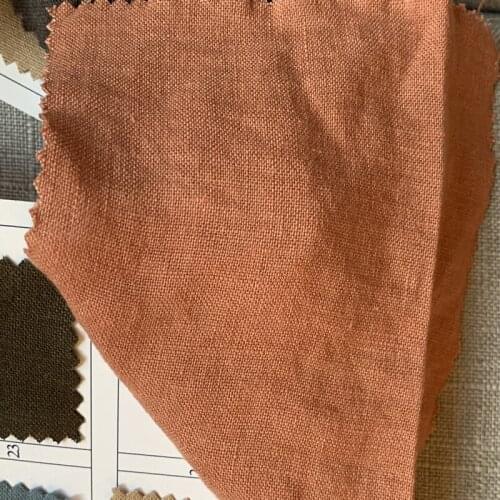 M-447 100% Linen Fabric Sand Washed Brown Ivory Blue coffee Colors 140 cm 55'' width 195 gsm sewing fabric 25 m small wholesale