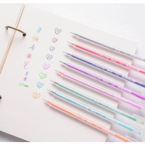 8pcs/set Cute Korean Color Frosted Rod Gel Pen Hand Account Decoration Pen Signature Pen Student Stationery