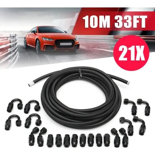 21PCS AN8 8AN Nylon Steel Motorcycle Bike Hydraulic Brake Oil Hose Line +Fitting Hose End Adapter Tool Brake Hoses & Accessoires