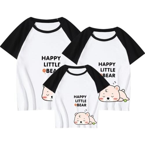 Lazy Little Bear Cotton T Shirt Red 3XL Men Big Size Top Tee Shirt Purple Women Girl Summer Clothes Family Outfits