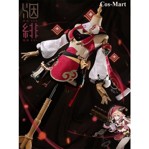 Game Genshin Impact Yanfei Cosplay Costume Sweet Cute Battle Uniform Female Activity Party Role Play Clothing S-XL New Arrival
