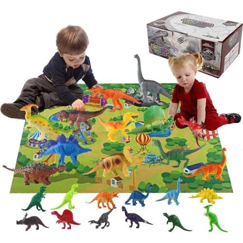 Dinosaur Toy Figure Activity Play Mat Educational Realistic Dinosaur Playset to Create a Dino World Including T-Rex