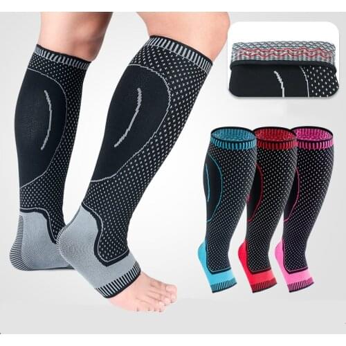 1 Pair Ankle Calf Compression Sleeve Socks Leg Guard Warmer Stocking Protector for Football Soccer Basketball