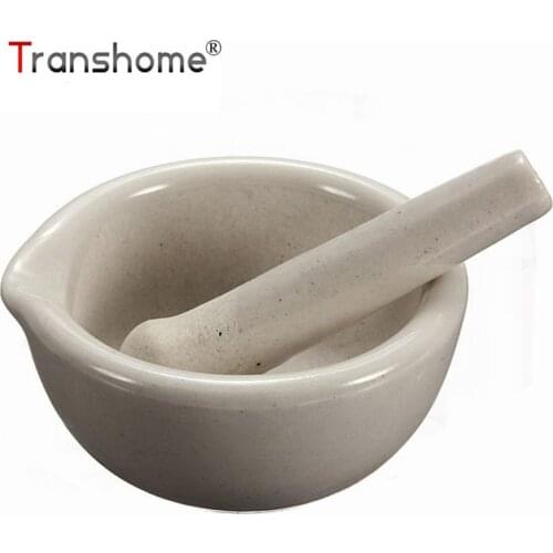 Transhome Kitchen Tools 60mm Mini Porcelain Mortar White Pestle Mixing Grinding Bowl Set DIY Herb Mills Mincers Tool