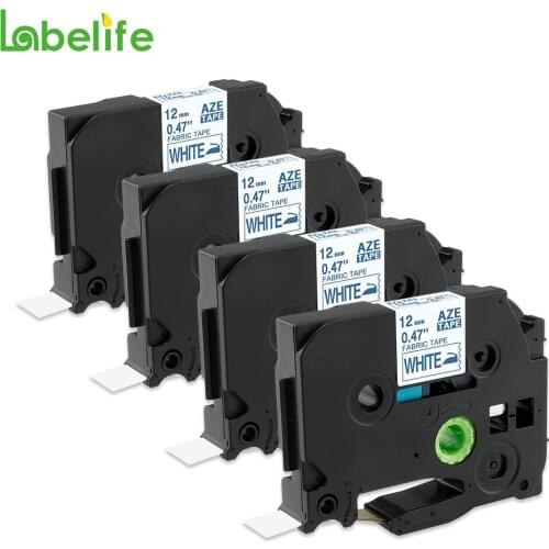 Labelife 4pcs TZe FA3 12mm Multi Color Fabric Iron-on Tape for Brother P-touch TZe FA3 TZe FA231 TZe FA3R for Label Printer