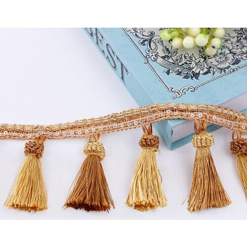 12M/lot Sequins Tassels Curtain Lace Trims Curtain Accessories Decorative Sofa Stage Ribbon Belt DIY Sewing Fringe Braided Lace