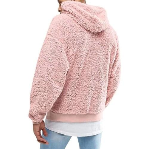 Mens Hoodies Sweatshirts Winter Solid Color Soft Warm Fluffy Fleece Hooded Sweatshirts Pullover Male Hoodies Sweatshirts S-3XL