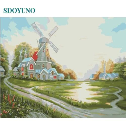 SDOYUNO DIY Oil Painting By Numbers Scenery 60x75cm Paint By Numbers On Canvas Frameless Landscape Hand Painting Home Decor