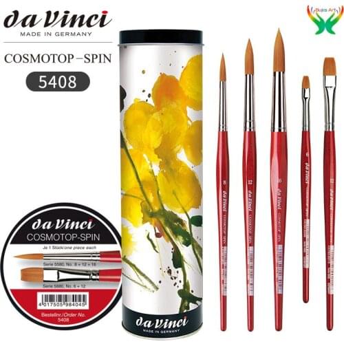 Da Vinci Cosmotop-Spin 5408 Synthetic Fiber Watercolor Brush Set 5 watercolor pens with oil brushes in cylinder suit artists