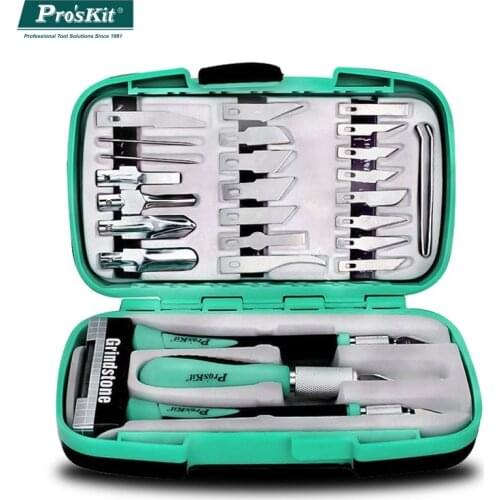 Proskit PD-395A Handmade Art Carving Knife Set 30-in-1 Rubber Handle Model Repair Computer Mobile Phone Appliance Repair Knife