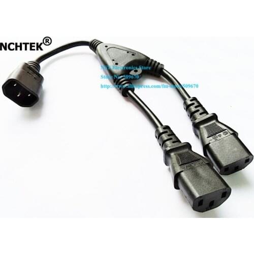 NCHTEK IEC 320 Male/Female Power Splitter Y Cable, C14 Male to 2 x C13 Female Splitter Power Cord/Free Shipping/2PCS