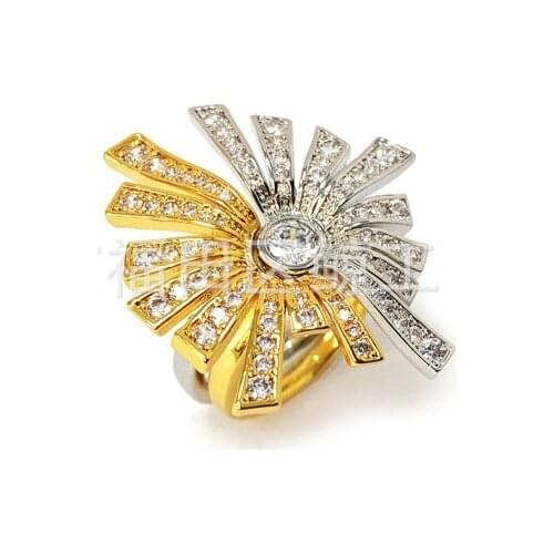 Flower-shaped zircon opening ring Europe and the United States two-in-one combination set ring ring wholesale ring