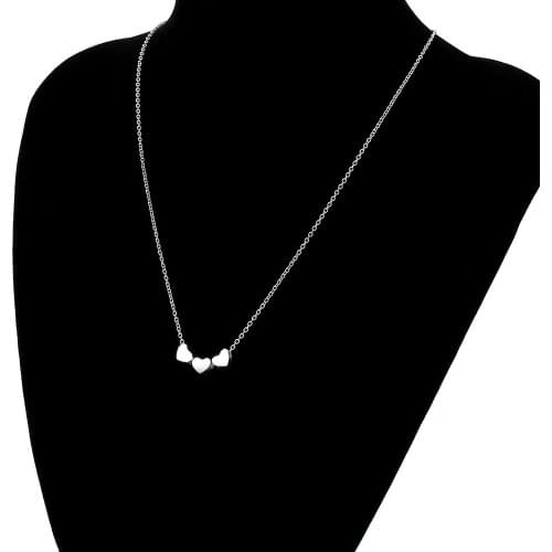 Fashion Necklaces Pendant 2021 Women Stainless Steel Three Heart Pendant Chain Necklace Luxury Jewelry Female Gift Collier Femm