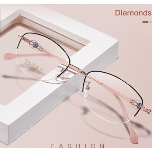 Half Frame Fashion Frame women Ultra Light Alloy Glasses Frame Myopia And Hyperopia Optical Prescription Glasses Frame 8020Z