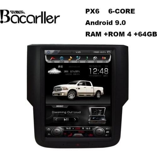 PX6 4 +64GB Tesla style car radio multimedia for Dodge RAM 1500 2014-2018 car head unit with GPS/Video/WIFI/AC control