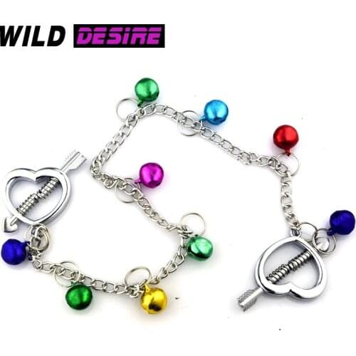 Tits Sex Toys Sexy flirt nipple clamps with chain Nipple clips colorful bells Slave Bdsm Fetish Erotic Toys Sex Tool Adult Games