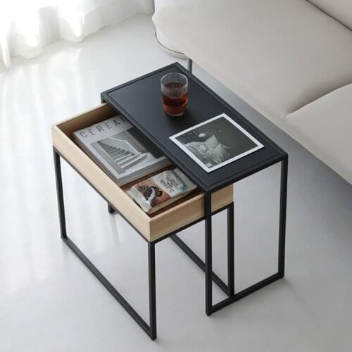 Nordic Simple Small Apartment Sofa Iron Side Table Modern Home Creative Storage Drawer Coffee Table Side Table furniture