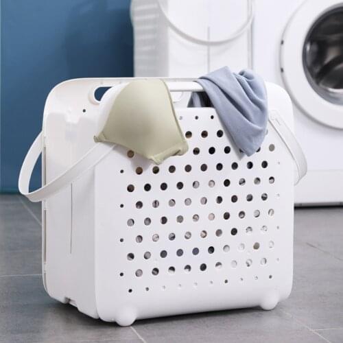 Household Storage Basket Foldable Folding Dirty Clothes Hamper Bathroom Breathable Plastic Punch-free Wall-mounted Laundry Bag