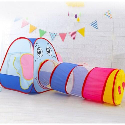 Children Cartoon Elephant Ocean Ball Wave Pool Baby Play House Sunlight Tunnel Toys Foldable Tent For Kids Baby Birthday Gifts