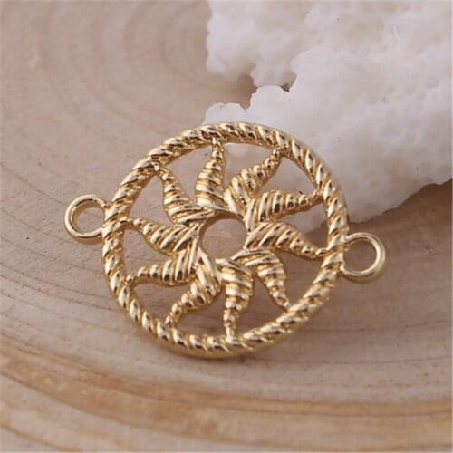 DoreenBeads Fashion Zinc Based Alloy Connectors Round Gold Sun Hollow Jewelry DIY Findings Accessories Charms, 10 PCs