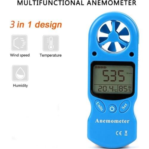 TL-300 Mini Multipurpose Anemometer Digital Anemometer LCD Wind Speed Temperature Humidity Meter with Hygrometer Thermometer