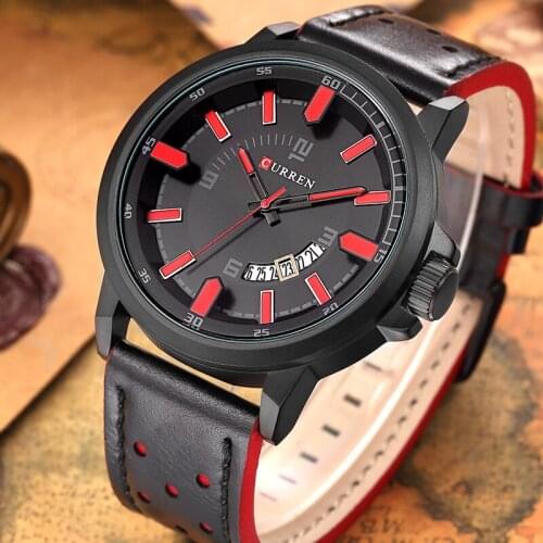 Top Brand luxury CURREN Men Watch Casual Black Leather Strap Quartz Wristwatch Fashion Military Sport Waterproof Watch