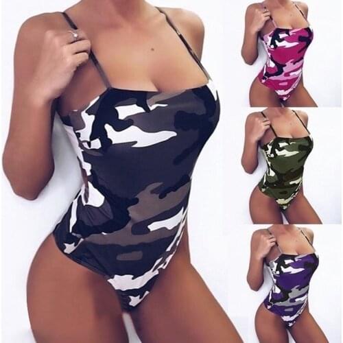 Bodysuit Women Summer 2020 Camouflage Print Body Mujer Mono Mujer Verano Ladies Sleeveless Red Green Purple Sexy Body Femme Ropa