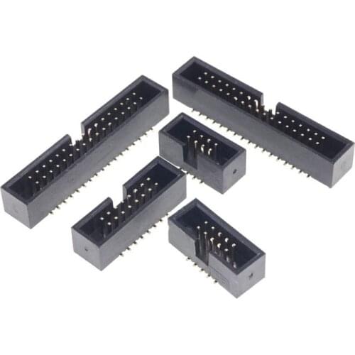 100 Pcs SMT 2.54 mm 6 8 10 12 14 16 18 20 26 40 Pin shrouded Box header IDC Socket straight Male Surface Mount PCB