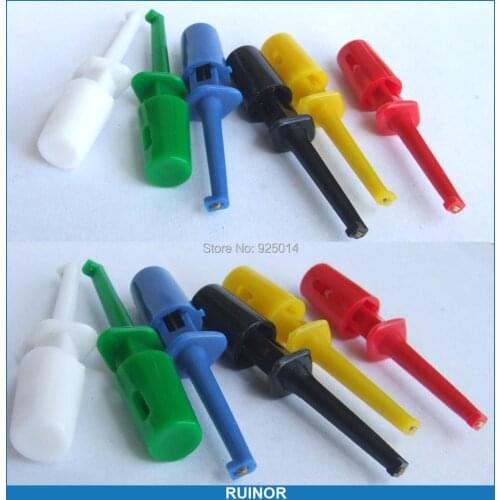 12PCS 6 color Grabbers Probes PCB SMD SMT Resistor current IC Test Hook Cables