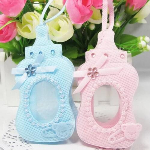 12pcs Souvenirs Gifts Bag Baby Bottle Candy Bag Baby Shower Birthday Party Decor Christening Baptism Favor Packing Chocolate Bag