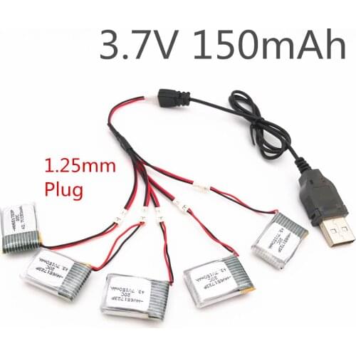 3.7V 150mah 30C H20 RC Quadcopter Spare parts 150mah LIPO Battery lipo 3.7v lipo battery 3.7V 1.25mm Plug 5pcs add charger