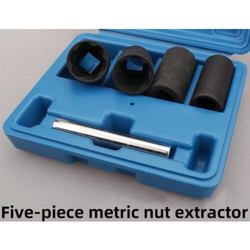 5pcs Twist Socket Set Locking Wheel Nut Bolt Stud Extractor Removers 17mm 19mm 21mm 22mm 50mm Carbon Steel