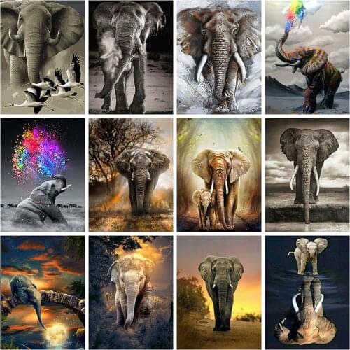 5D DIY Diamond Painting Elephant Full Square Round Diamond Embroidery Animals Mosaic Rhinestone Pictures Home Decor Art
