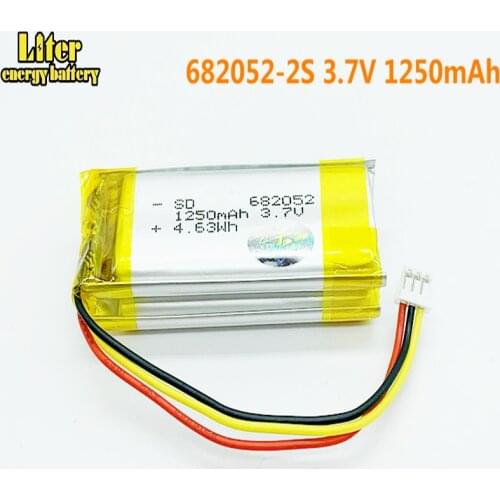 682052-2S 3.7V 1250 mAh Lithium polymer Battery 1.5MM 3 Wire plug For Pet GPS Hunting dog GPS DVR MP3 MP4 682052