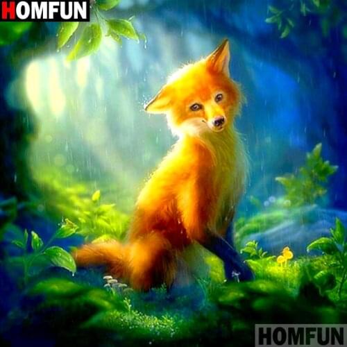 HOMFUN Full Square/Round Drill 5D DIY Diamond Painting "Animal fox" 3D Embroidery Cross Stitch 5D Decor Gift A14413