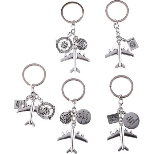 Airplane Keychains No Matter Where Pendant Travel Keyring Earth Airplane Pendant Keychain Handmade Jewelry Gift For Traveler