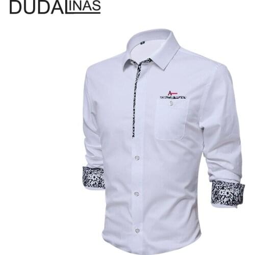Dudalinas Aramy New Fashion Brand Mens Clothing Slim Fit Mens Shirt Casual Long Sleeve Printed Shirt