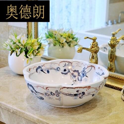 Jane European petal-shaped Jingdezhen art basin washbasin washbasin basin-trumpet JXL