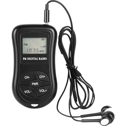 KDKA-600 Mini FM Stereo Radio Portable Digital DSP Receiver w/ 1.15 Inch LCD Display Screen Lanyard 60-108MHz Receive Frequency