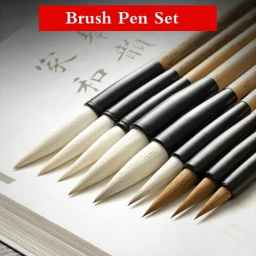 Chinese Brush Pen Huzhou Woolen Mulitple Hair Brush Pen 3pcs/set Chinese Woolen Hair Painting Calligraphy Brushes Tinta China