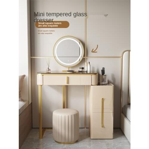 Dresser small bedroom Nordic high-end luxury makeup table ins wind all solid wood mini glass dressing table