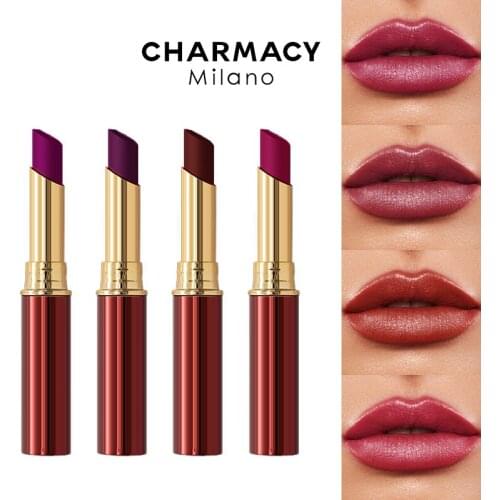 CHARMACY Red Matte Lipstick 24H Easy to Wear Non-stick Cup Waterproof Durable Lipstick Pumpkin Lip Makeup Womens Cosmetics