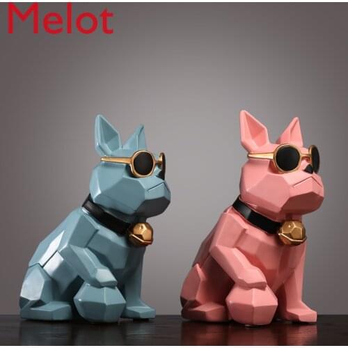Creative European living room TV family table decoration paper towel box household geometry dog Bulldog tea table ornament